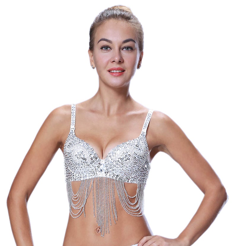 Seawhisper Mermaid Tops Women Silver Bra Sequin Diamond Bedazzled Beyonce Renaissance Tour Outfit Concert Sparkly Halloween Costumes - Image 1